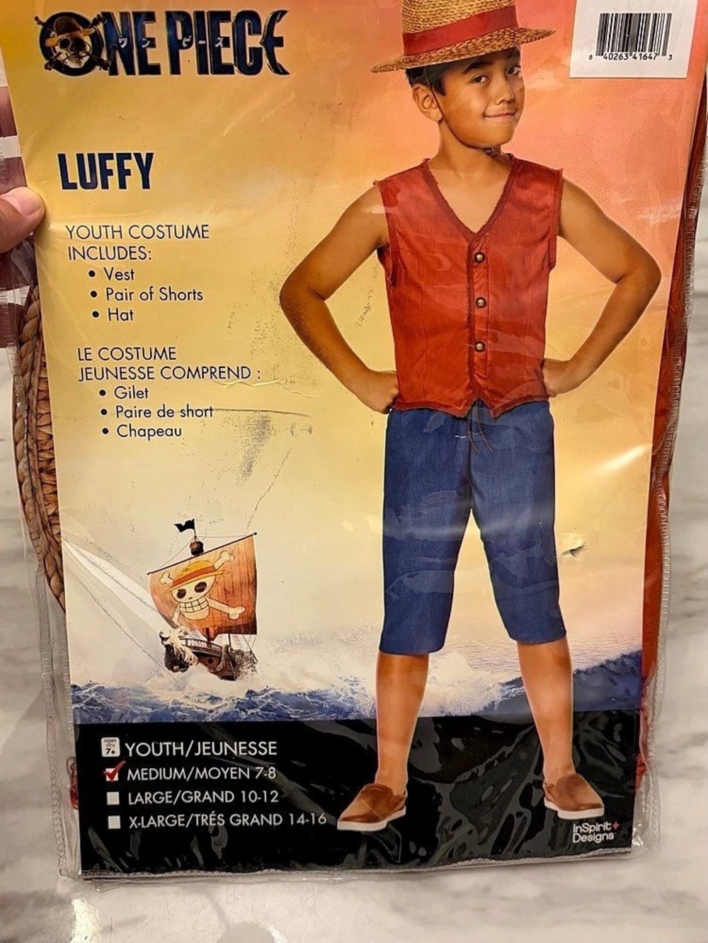 NWT Netflix One Piece Monkey D Luffy Youth Costume Size Medium 7-8 Cosplay
